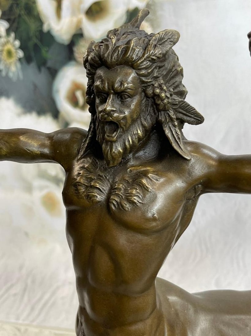 Stunning Bronze Centaur On Large Solid Marble Base - 6