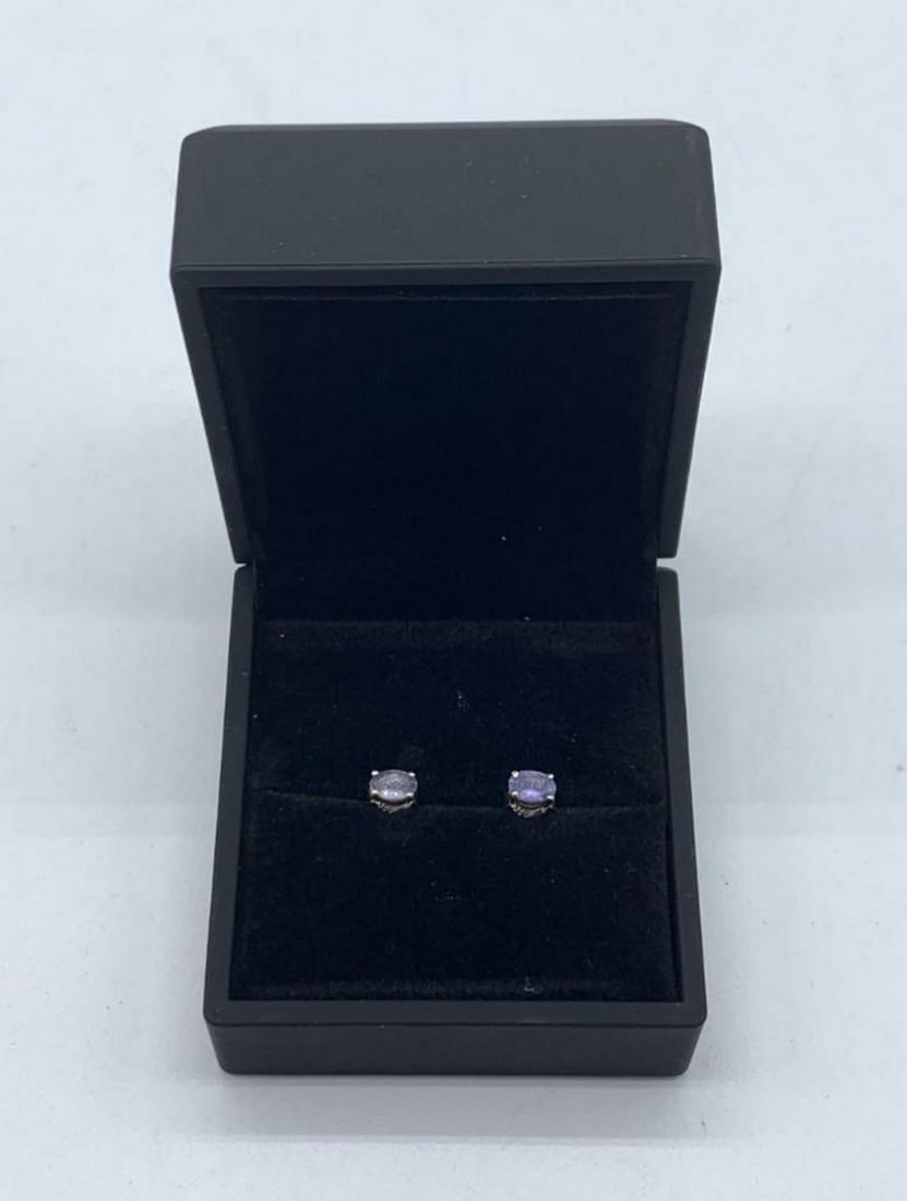 Tanzanite Stud Earrings Set in Sterling Silver (1 of 3)