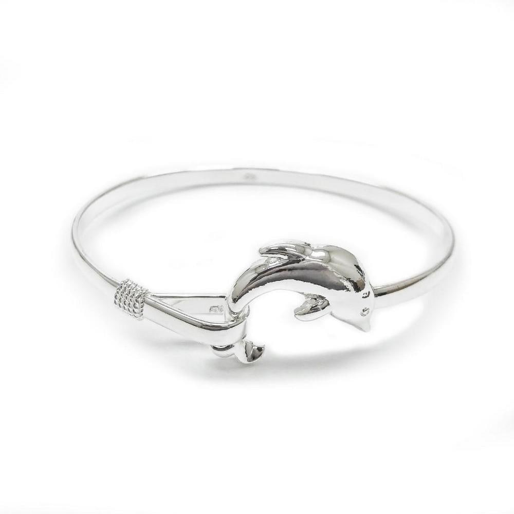 Ladies 925 Sterling Silver Dolphin Bangle: Ladies 925 Sterling Silver Marked Dolphin Bangle. Wear This Dolphin Bangle To Show Harmony And Peace In Your Life, With Playful Wonder. View Photos For Further Inspection.