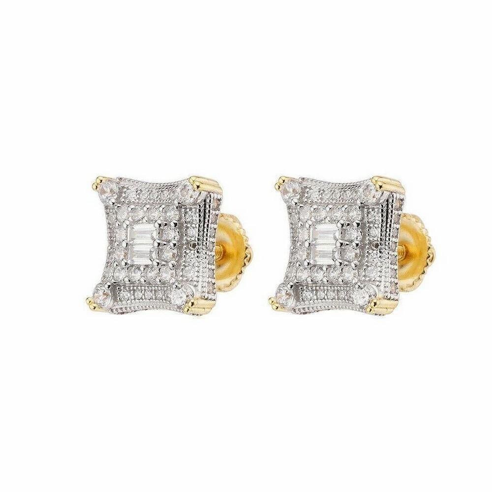 Heavenly 14k Gold Plated 925 Sterling Silver And Austrian Crystal Square Baguette Earrings (1 of 3)