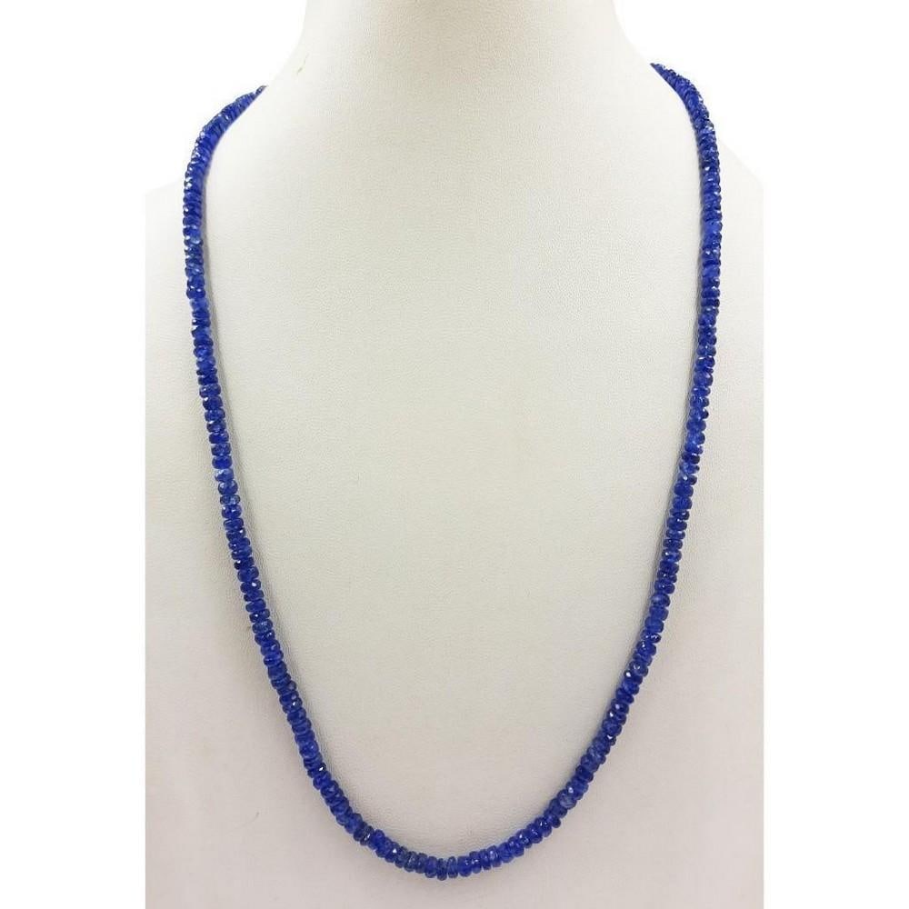 89.46ct Violet Sapphire Faceted Beaded Necklace: 89.46ct Violet Sapphire Faceted Beaded Necklace Beads Diameter - 4.0 to 4.2mm Length Of Necklace - 46 cms Weight In Carats - 89.46 View Photos For Further Details.