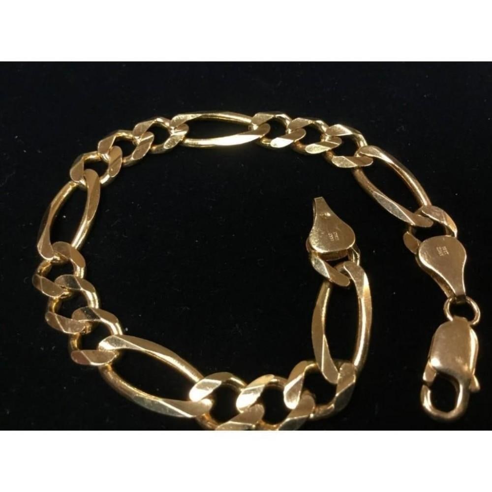 Italian Made 14K Solid Yellow Gold Figaro Link Bracelet - 2