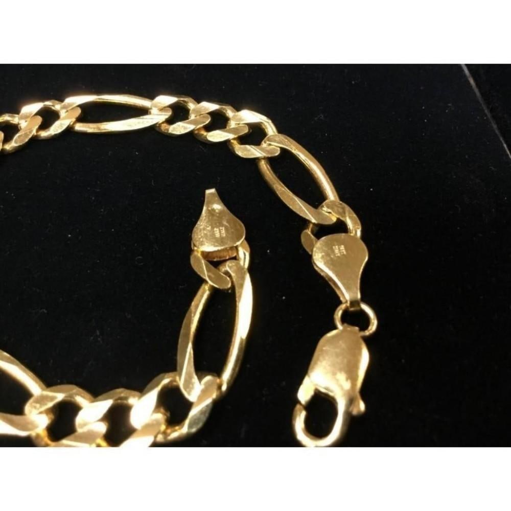 Italian Made 14K Solid Yellow Gold Figaro Link Bracelet - 3