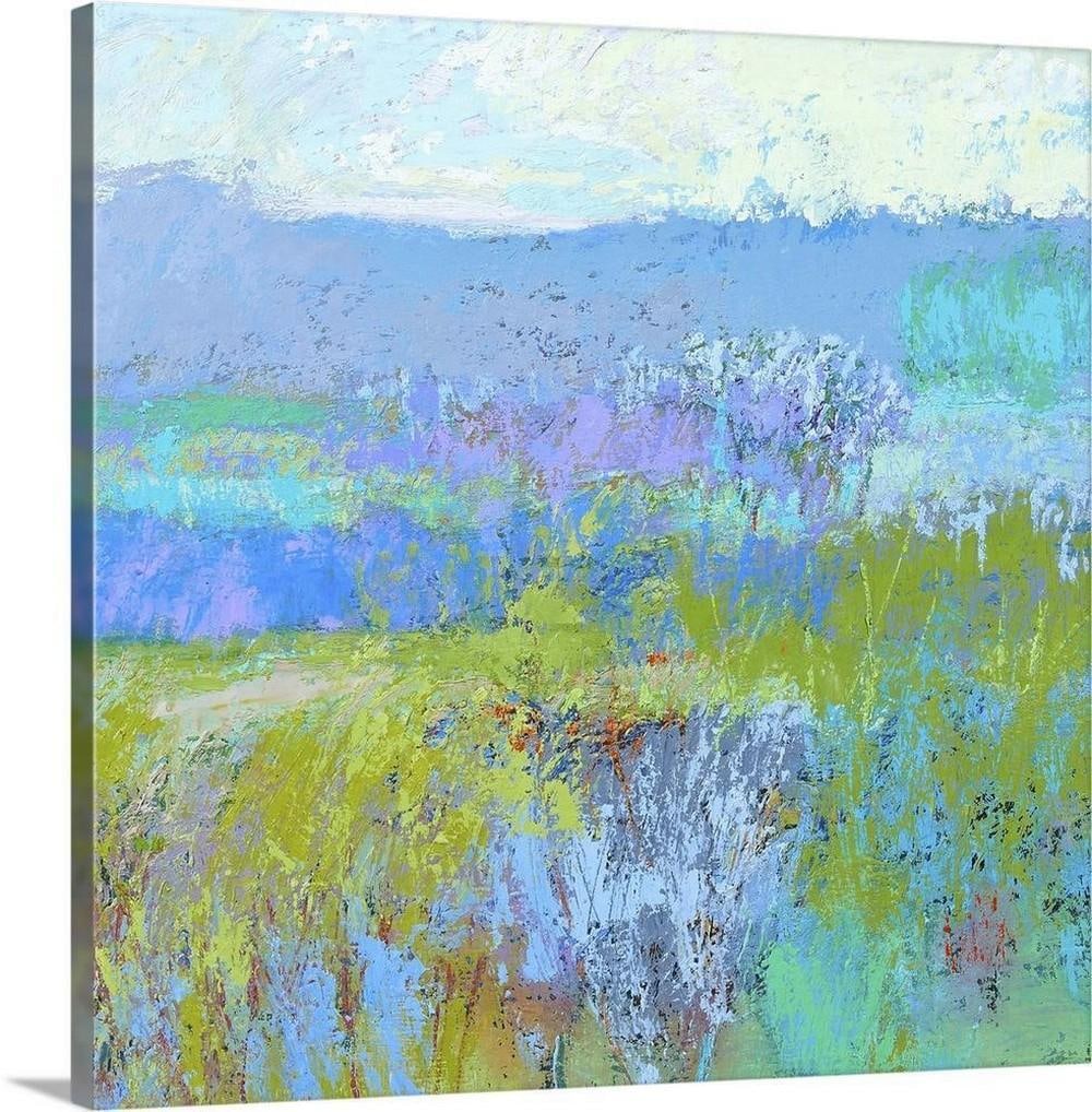 Color Field 41 Canvas Reproduction: Color Field 41 Canvas Reproduction By Jane Schmidt Contemporary landscape painting in vibrant blue, green, and turquoise shades. Width: 20 inches Height: 20 inches View photos for further details.