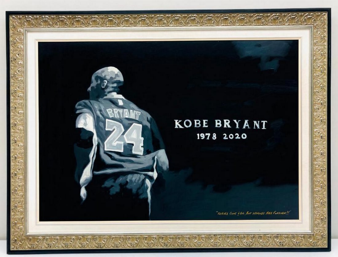Authentic Kobe Bryant "Legends Are Forever" Original Acrylic Oil Canvas Painting - Silver Edition: Authentic Kobe Bryant "Legends Are Forever" Original Acrylic Oil Painting On Canvas - Silver Edition For Sale Is An Authentic Kobe Bryant "Legends Are Forever" Original Acrylic Oil Pai
