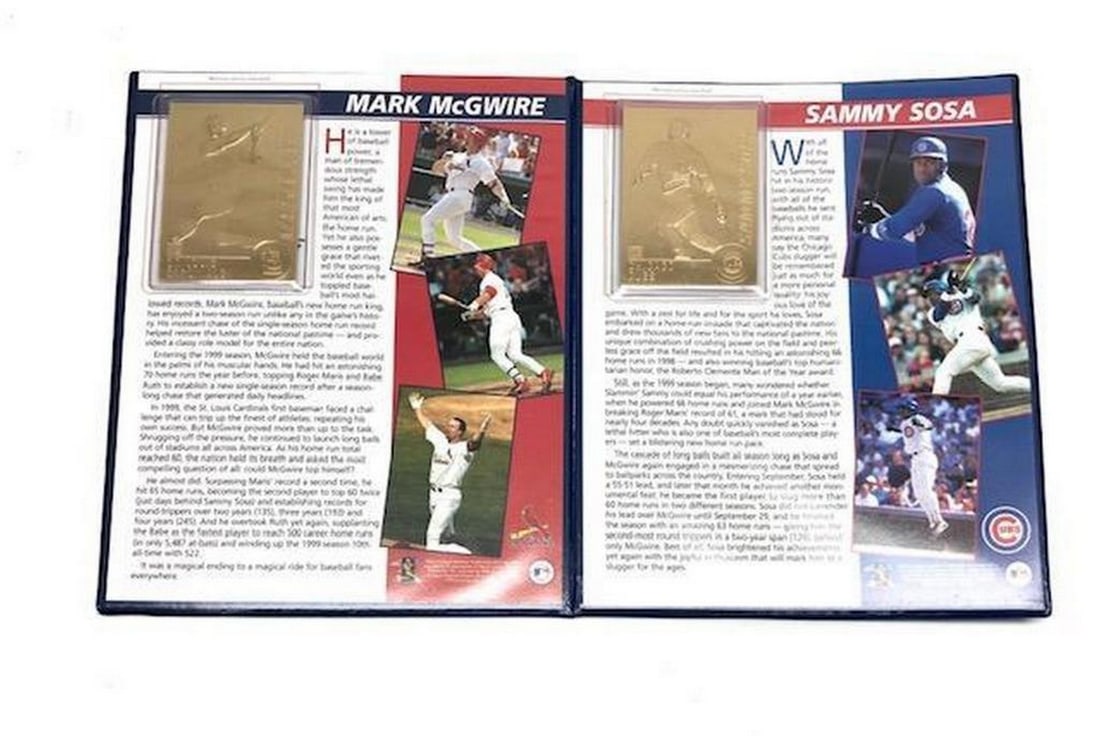 Mark McGwire/Sammy Sosa 1999 Danbury Mint 22K New Homerun Records Book Set: Mark McGwire/Sammy Sosa 1999 Danbury Mint 22K New Homerun Records Book Set. View Photos For More Details.