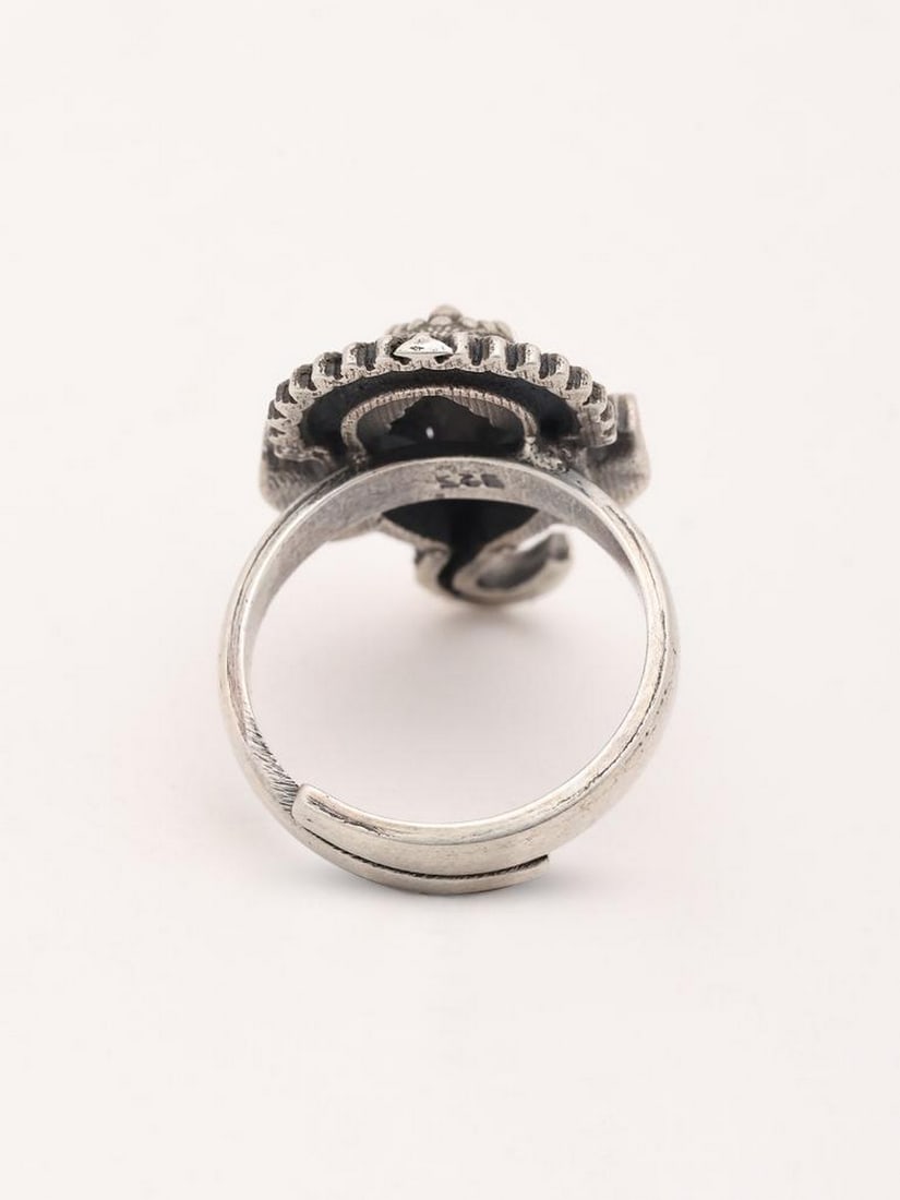 Oxidized Silver Lord Ganesha Ring - 2