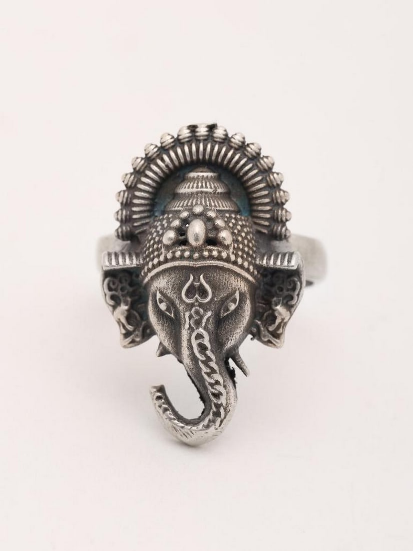 Oxidized Silver Lord Ganesha Ring - 3