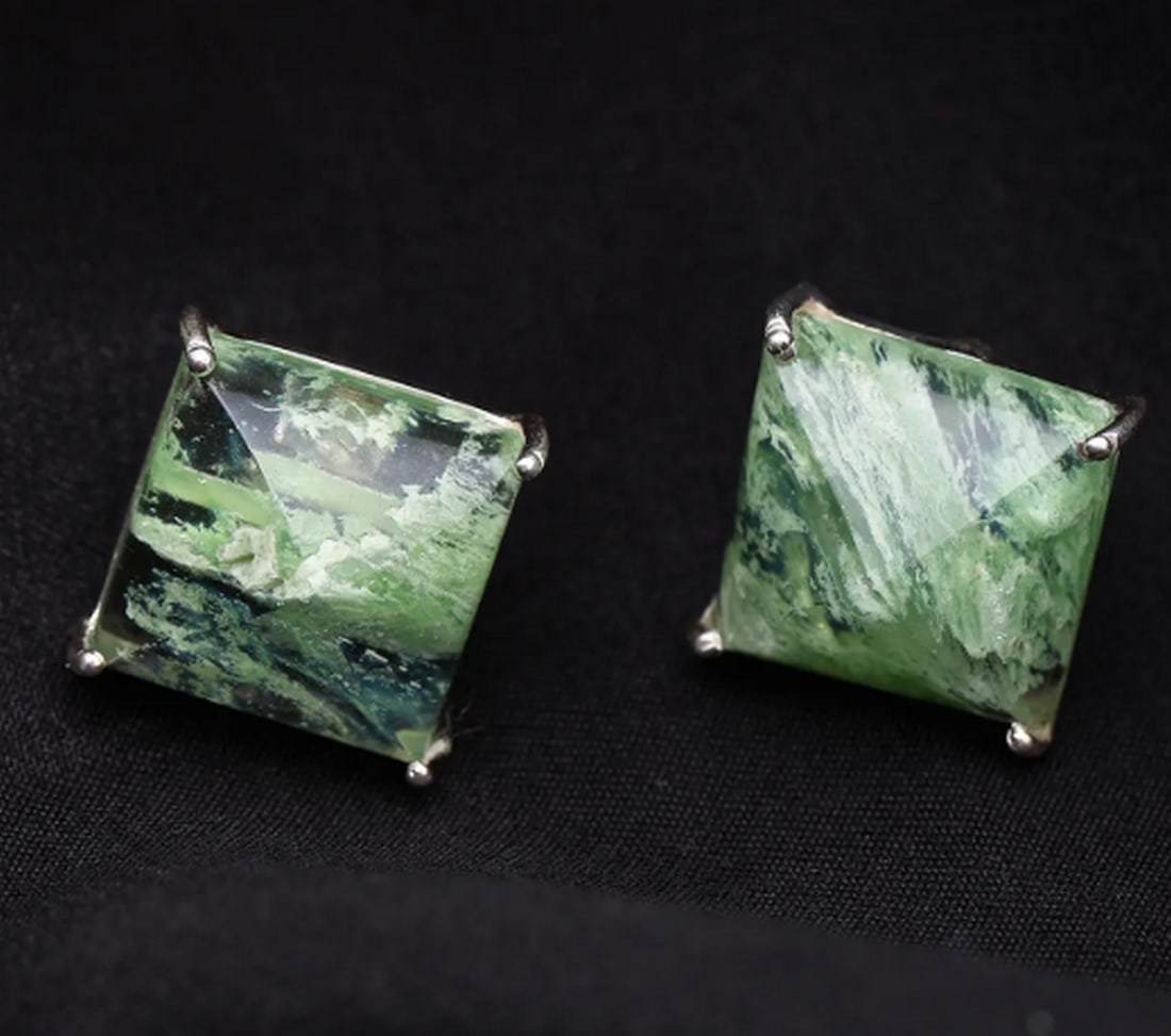 Ocean Mist Crackle Studs - 3