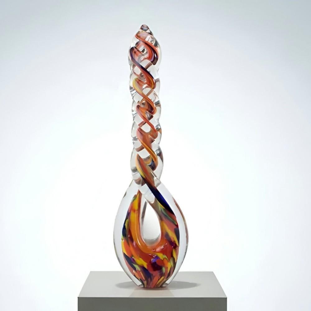 Twist Glass ‘Twister’: Twist Glass ‘Twister’ This contemporary glass sculpture features a dynamic twisting form that emphasizes movement and energy. Handcrafted with attention to detail, the piece displays sweeping curv