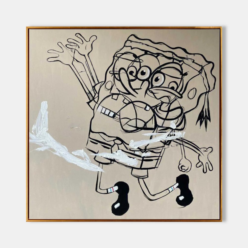 Trippy Spongebob Squarepants Graffiti Art Canvas Painting: Trippy Spongebob Squarepants Graffiti Art Canvas Painting This graffiti-style canvas painting brings a trippy twist to the iconic SpongeBob SquarePants. Bold lines and surreal details transform the be