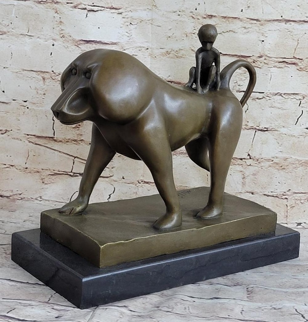 Baboon & Baby Monkey Bronze Sculpture: Baboon & Baby Monkey Bronze Sculpture This adorable statue features a baboon mother carrying her youngling on her back. Baboons are African Old World monkeys. There are five species,