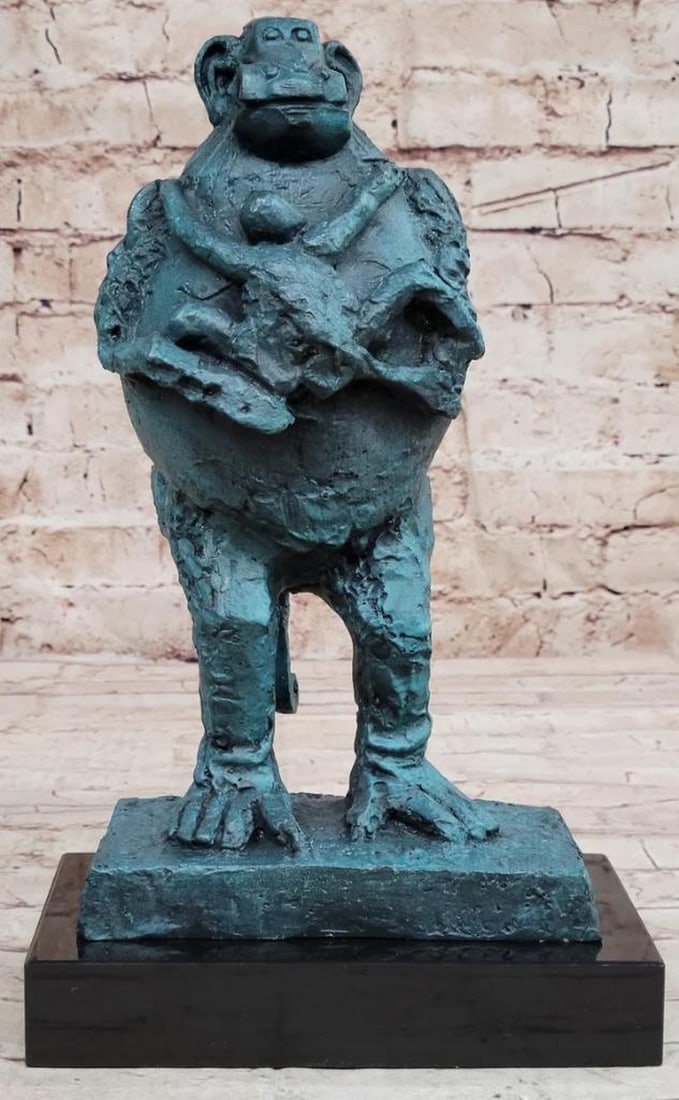 Pablo Picasso 'Baboon and Young' Signed Inspired Bronze Art Sculpture on Marble Base - 12" x 6.5": Pablo Picasso 'Baboon and Young' Signed Inspired Bronze Art Sculpture on Marble Base - 12" x 6.5" Immerse your space in the timeless allure of Pablo Picasso's artistic vision with 
