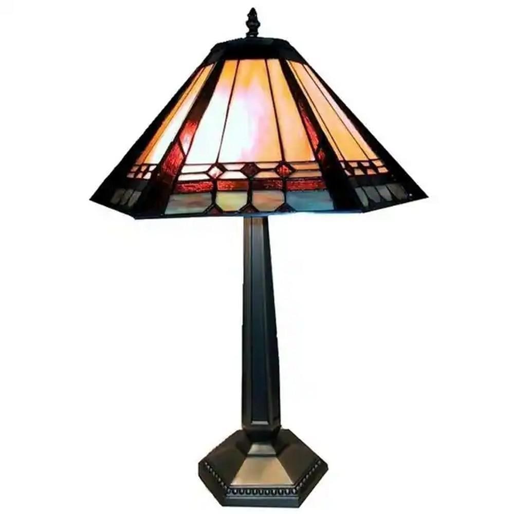 Tiffany-Style Stained Glass Table Lamp: Tiffany-Style Stained Glass Table Lamp This Tiffany-style stained glass table lamp from Warehouse of Tiffany adds timeless character to traditional interiors. It features a sturdy cast metal base pair