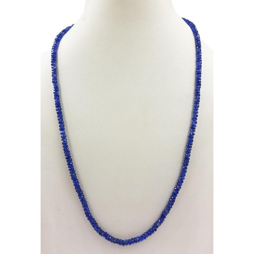 4mm Blue Sapphire Bead String Necklace: 4mm Blue Sapphire Bead String Necklace Gemstone Diameter: 4.0mm - 4.2mm Length of Necklace: 46cm Weight in Carats: 89.46 View Photos For Further Details.