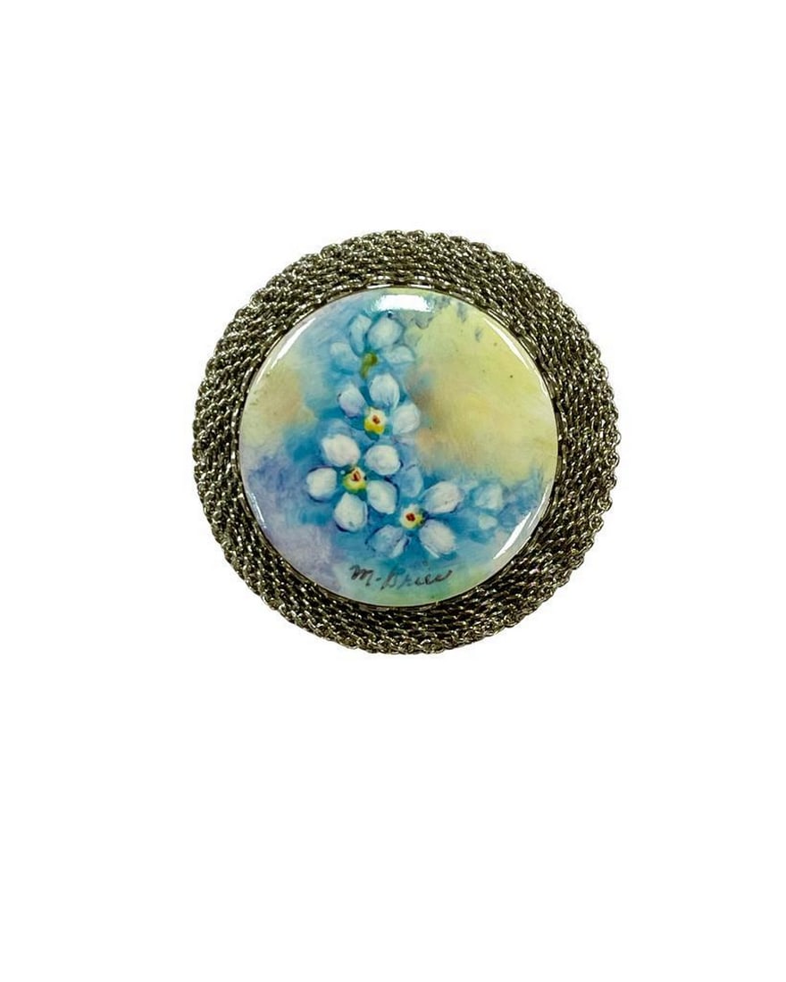 Silver Blossom Ceramic Brooch - 2
