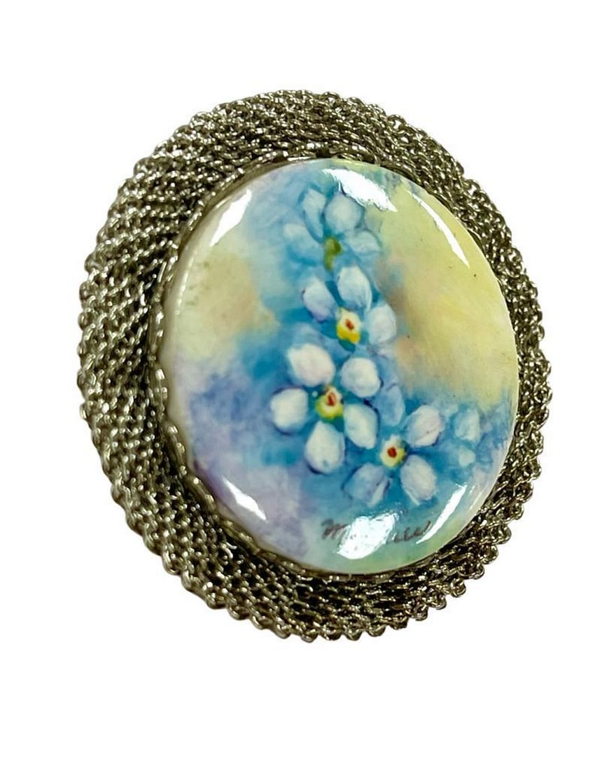 Silver Blossom Ceramic Brooch - 3
