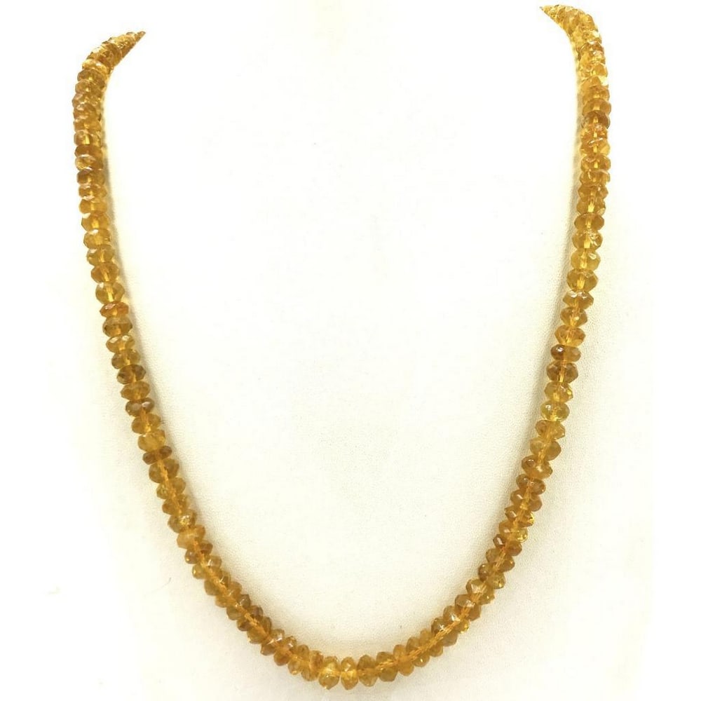 19" Treated Citrine Faceted String Bead Necklace: 19" Treated Citrine Faceted String Bead Necklace Citrine is associated with positivity and optimism, which is not surprising given its cheerful color. It's often used to assist in manifesting