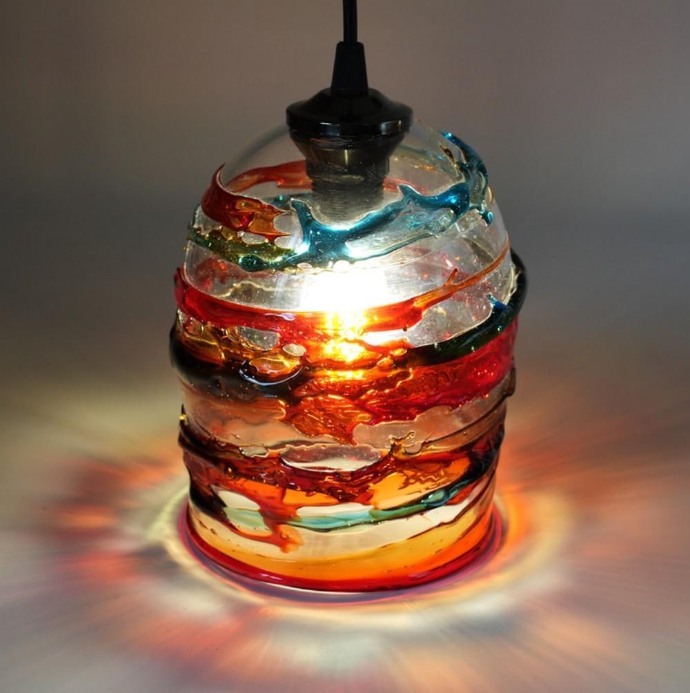 Murano Glass Hanging Lamp in Red Sbruffy Style (1 of 4)