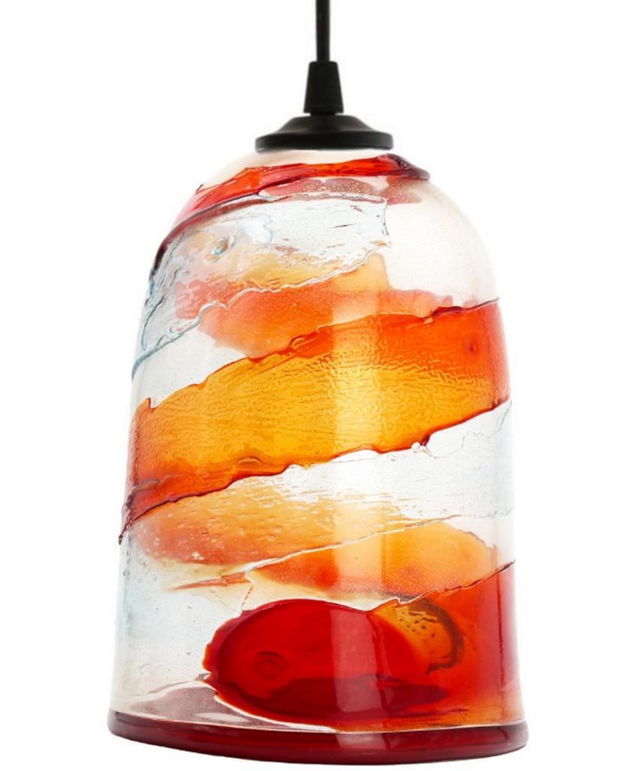 Murano Glass Hanging Lamp Orange Sbruffy Style (1 of 4)