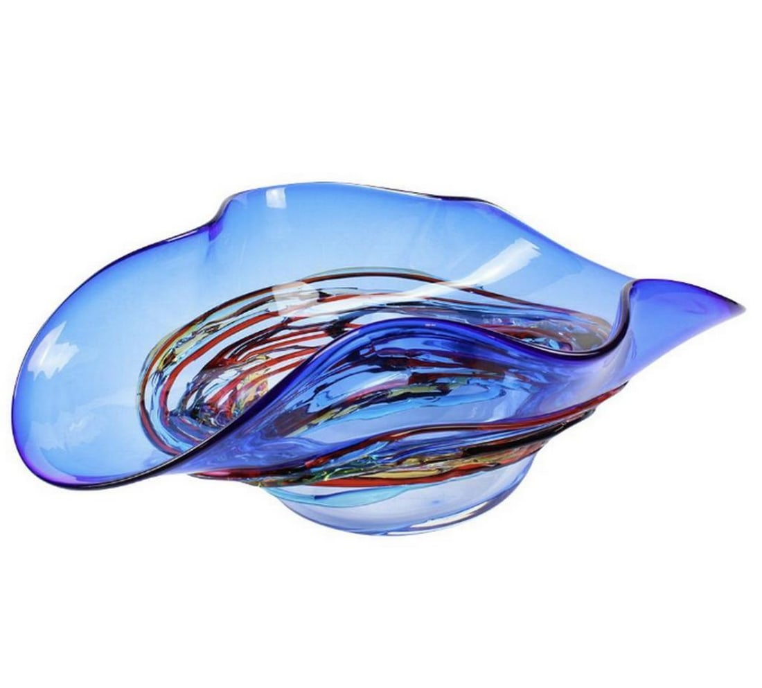 Blue Sombrero Glass Vase Centerpiece – Venetian Craftsmanship (1 of 4)