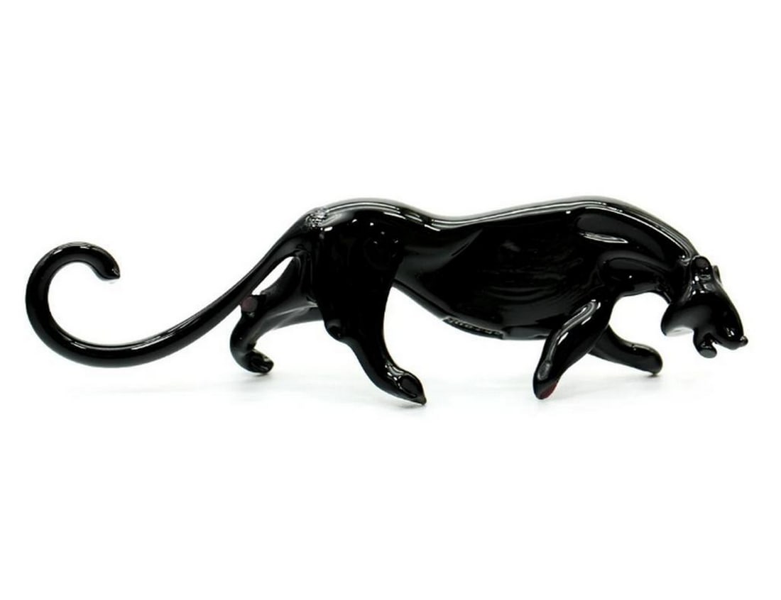 Murano Glass Black Panther Figurine: Murano Glass Black Panther Figurine Elevate your decor with the exquisite Murano Glass Panther Figurine. Crafted with precision and skill, this stunning piece of glass artwork captures the grace and p