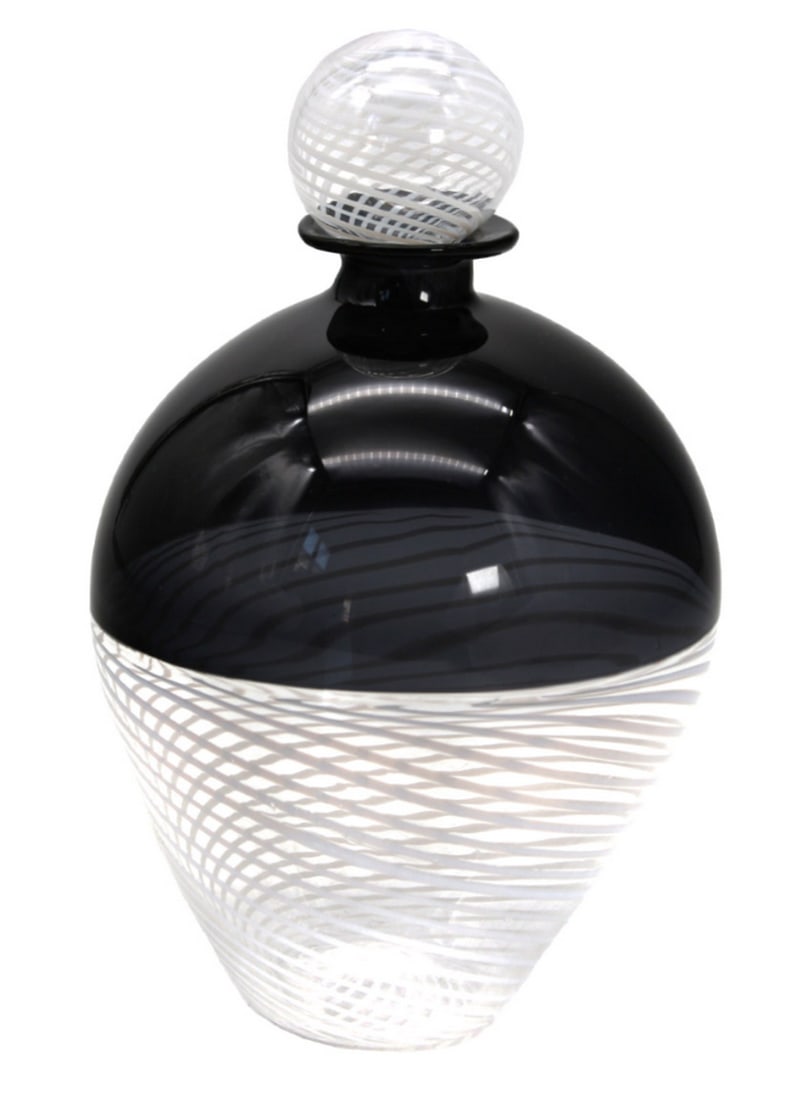 Black & White Murano Glass Perfume Bottle (1 of 2)