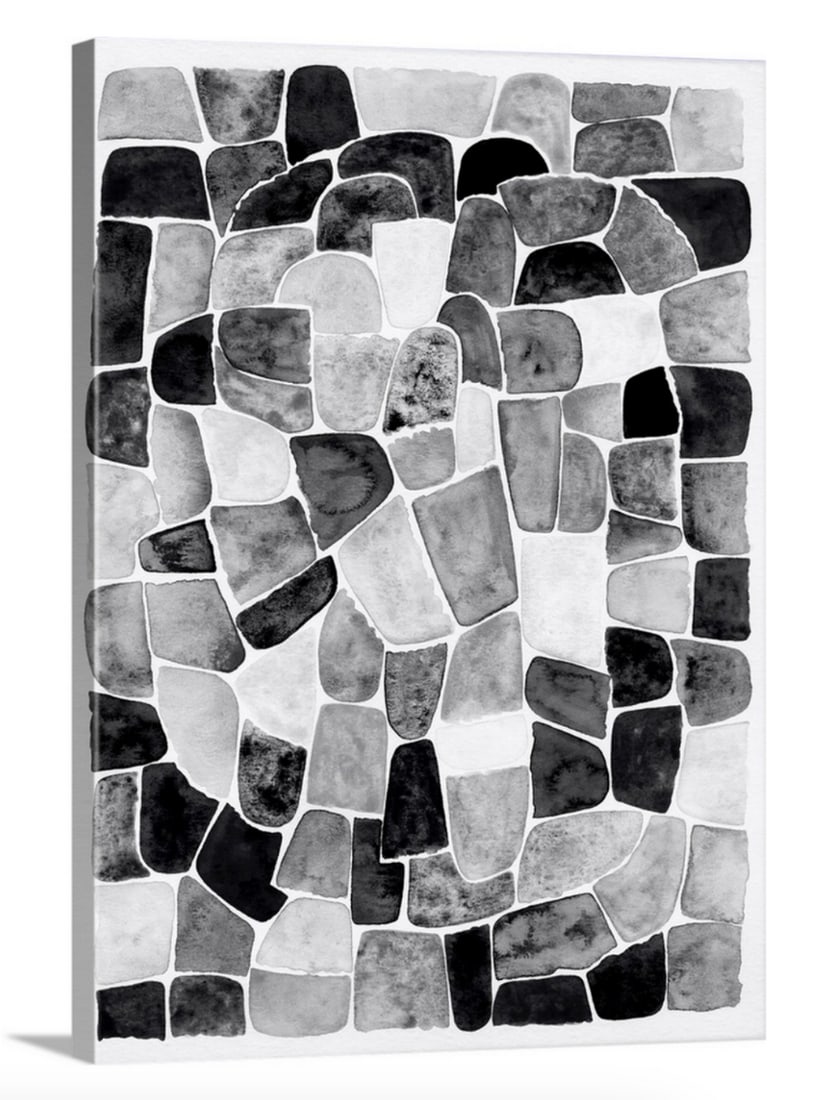 Black and White Walkway Stones Canvas Reproduction Wall Art - 18" x 24": Black and White Walkway Stones Canvas Reproduction Wall Art - 18" x 24" This canvas depicts the abstract lay of stones of a walkway. Artist Nikki Galapon is a multimedia artist who enjoys