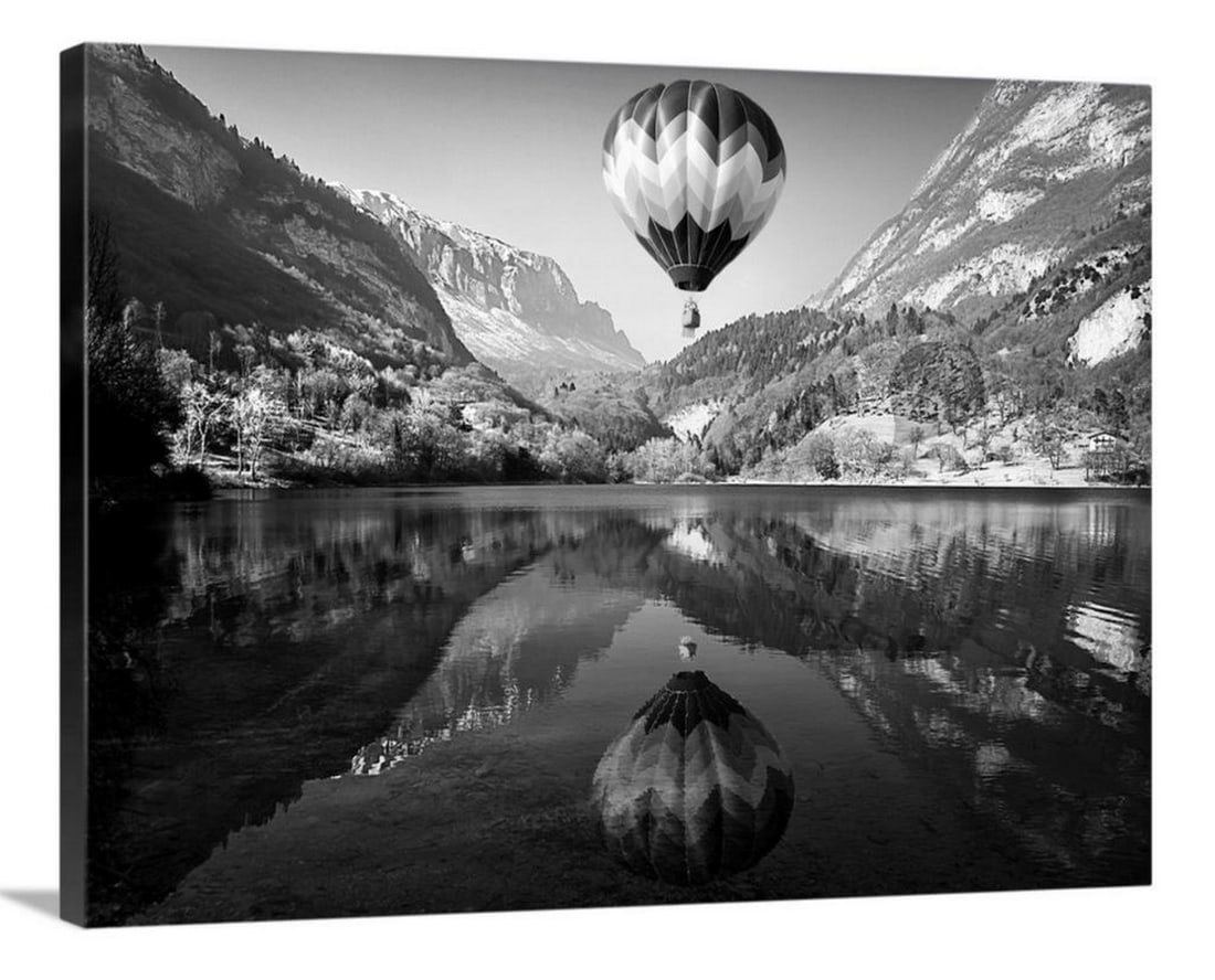Hot Air Balloon Above the Mountains Canvas Reproduction (1 of 1)