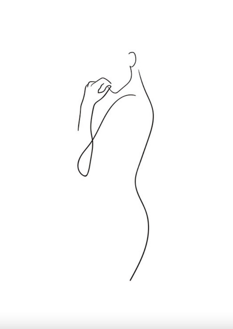 Black & White Curve Line Art Poster Print (1 of 1)