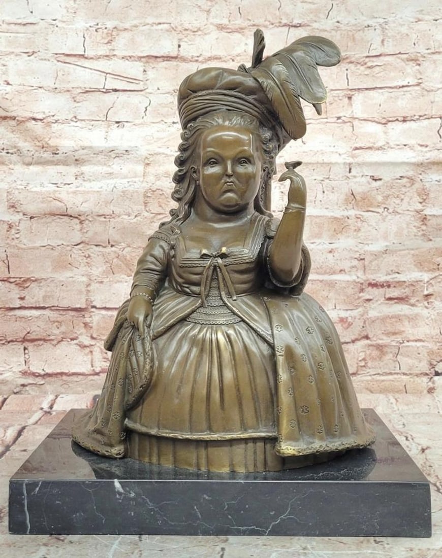 Fernando Botero Style Marie Antoinette Bronze Figurine Reproduction - 15.5" x 11.5" (1 of 6)