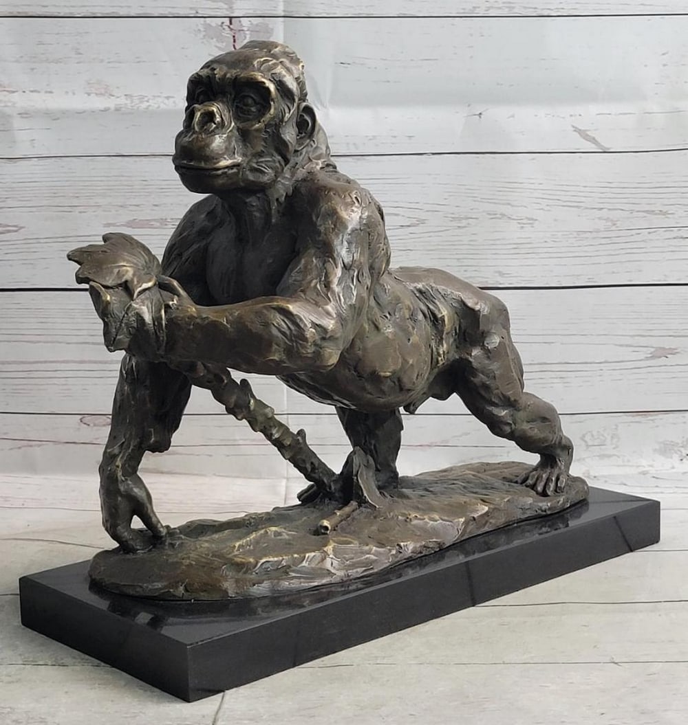 Signed Original Silver Back Gorilla Bronze Sculpture - 12" x 14": Signed Original Silver Back Gorilla Bronze Sculpture - 12" x 14" She is an absolutely gorgeous specimen of the gorilla silver back race. Her body and arms are proportioned perfectly and she ha