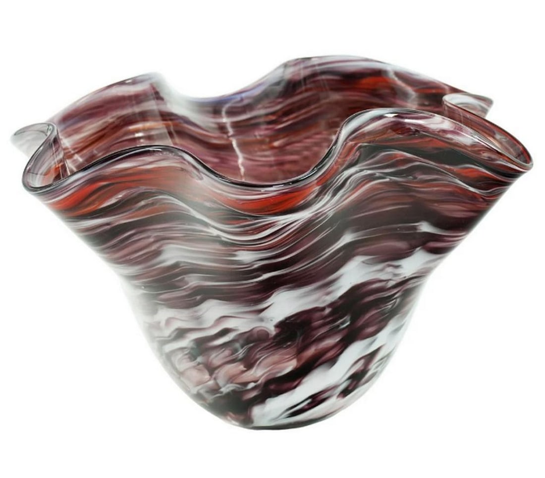 Missoni Pomace Murano Glass Centerpiece Bowl: Missoni Pomace Murano Glass Centerpiece Bowl The Missoni Pomace Murano Glass Centerpiece Bowl is a beautifully crafted piece featuring a distinctive wavy rim. It showcases a blend of swirling colors i