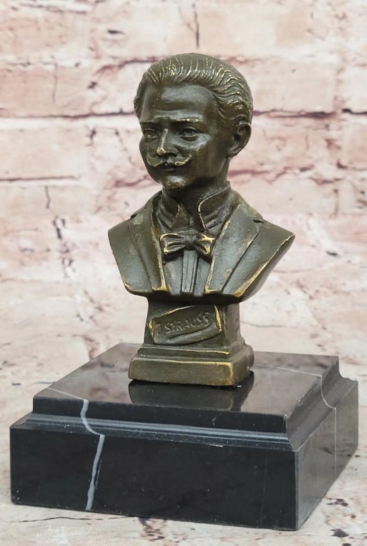 Original Bronze Bust of Johann Strauss I by Fisher - 6" x 4" (1 of 7)
