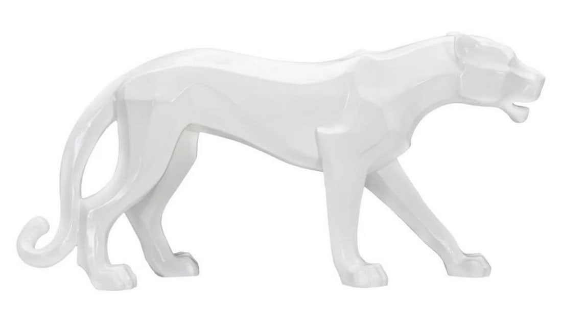 Cubist-Inspired White Panther Sculpture (1 of 4)