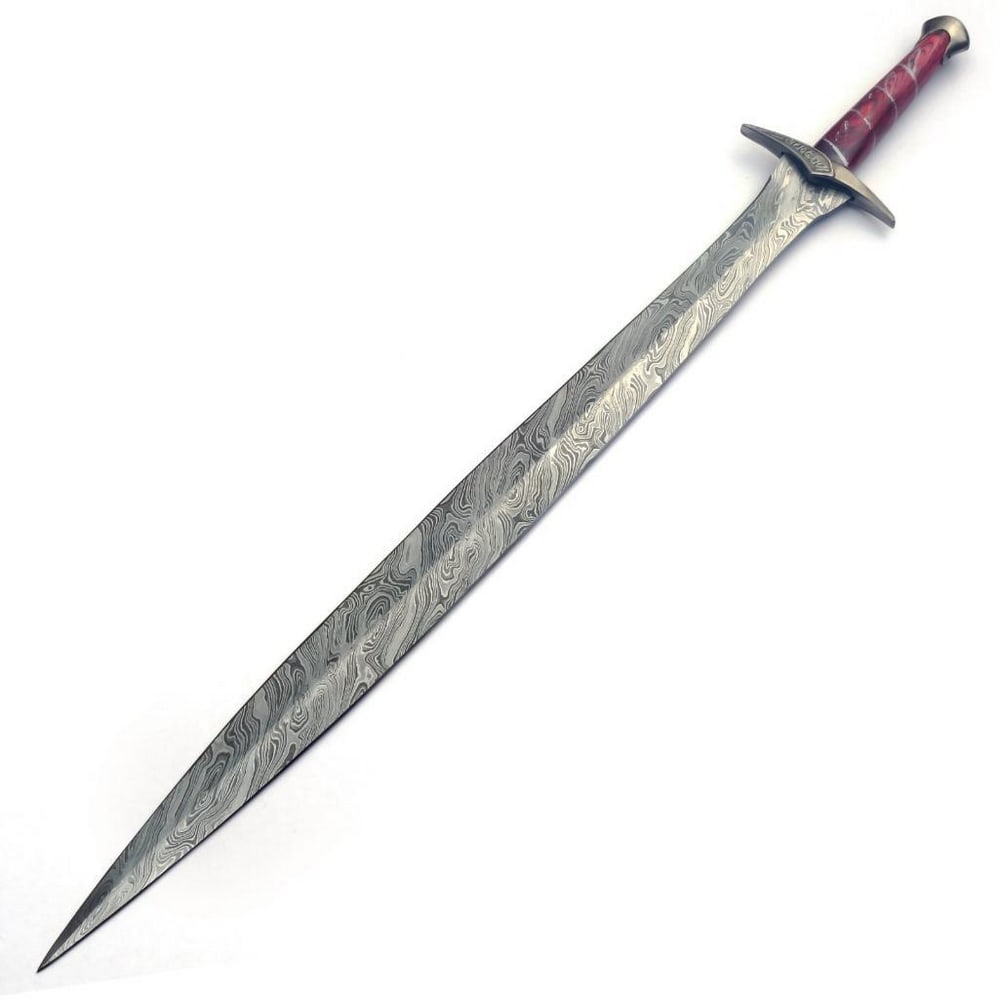 32" Damascus Gladius Blade With Custom Wooden Carved Handle: 32" Damascus Gladius Blade With Custom Wooden Carved Handle Each blade is created Using 256 Layers Of 1095 and 15N20 High Carbon Steels?????? To Produce A Superior Edge And Maintain A High Tensile