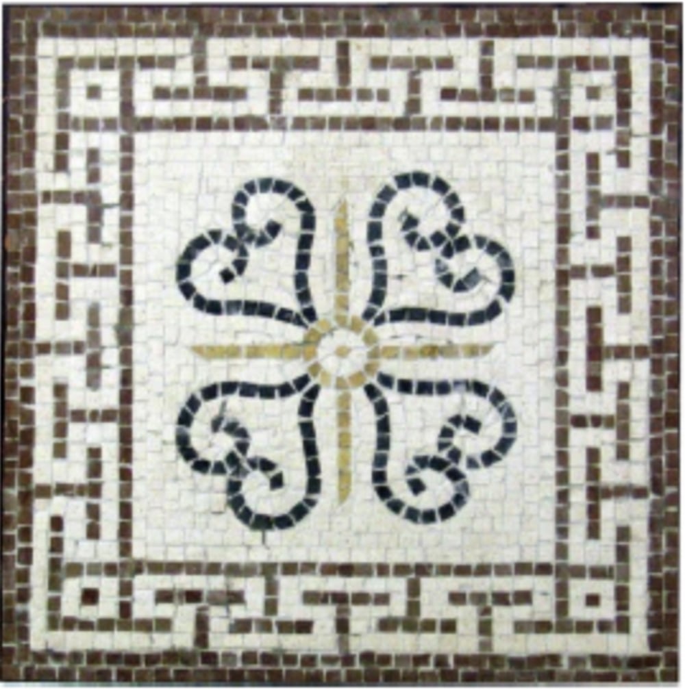 Geometric Frieze Mosaic: Geometric Frieze Mosaic The Geometric Frieze Mosaic is apart of a wide collection of Geometric Mosaics. This masterpiece is an entirely handmade mosaic reproduction created using the techniques of anc