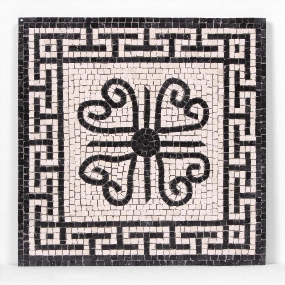Geometric Frieze Mosaic: Geometric Frieze Mosaic The Geometric Frieze Mosaic is apart of a wide collection of Geometric Mosaics. This masterpiece is an entirely handmade mosaic reproduction created using the techniques of