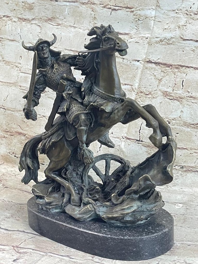 Japanese Samurai Warrior Riding Tang Horse Bronze Sculpture (1 of 9)