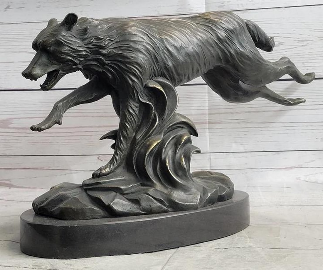 Original Bronze Sprinting Wolf Dog Sculpture - Signed by C. Williams 9" x 14.5": Original Bronze Sprinting Wolf Dog Sculpture - Signed by C. Williams 9" x 14.5" Radiating natural grace and power, this exceptional bronze sculpture by the skilled artist C. Williams encapsula