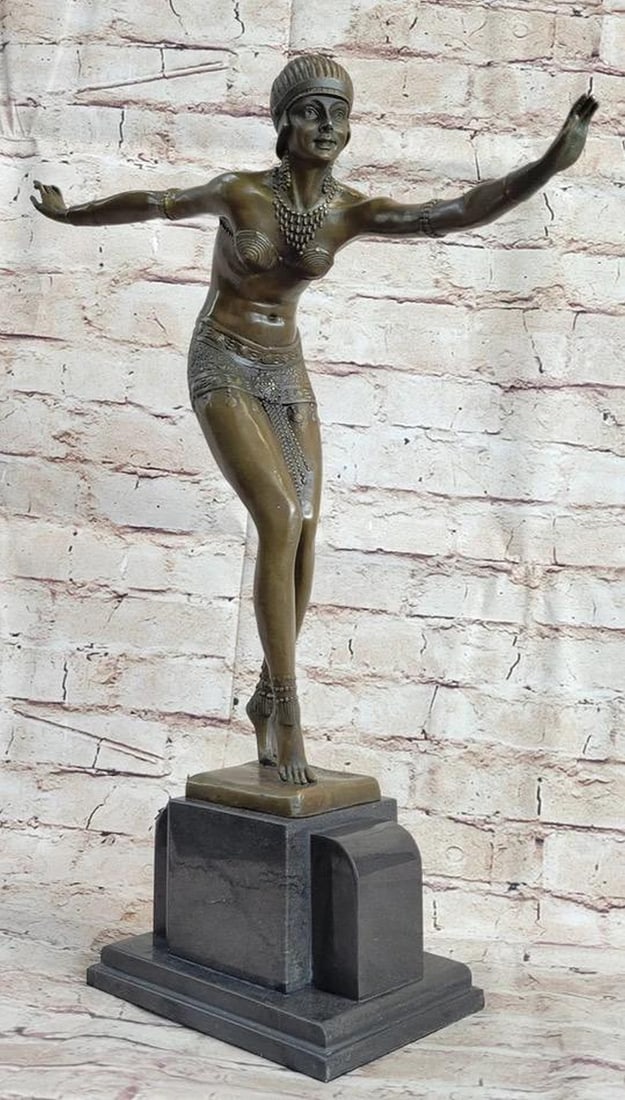 Art Deco Phoenician Dancer Inspired Bronze Statue - 19" x 14" (1 of 6)