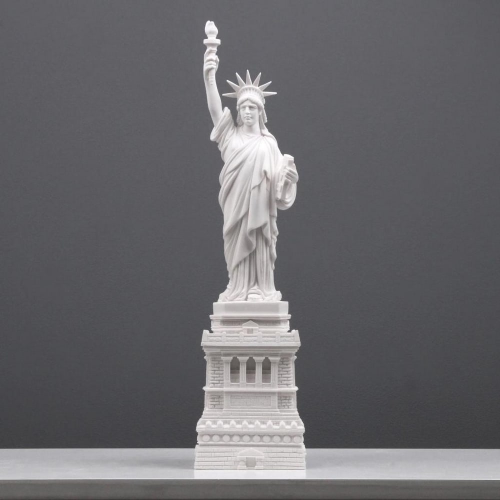 White Carrara Marble Statue of Liberty Inspired Sculpture - (4.8lbs) (1 of 7)
