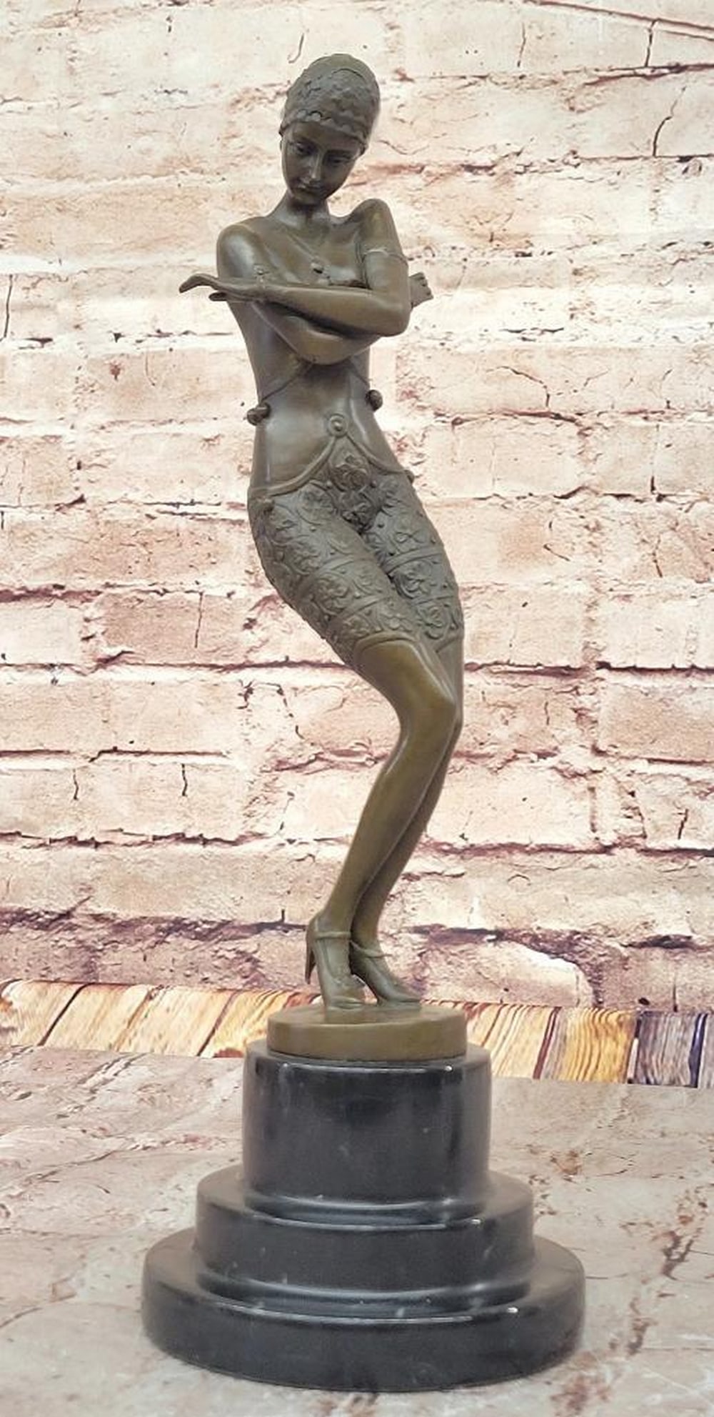 Art Nouveau Dance in Motion Bronze Sculpture Inspired by Preiss - 14" x 5": Art Nouveau Dance in Motion Bronze Sculpture Inspired by Preiss - 14" x 5" This captivating Art Nouveau-style bronze sculpture by Preiss elegantly captures the grace and fluidity of a dancer i