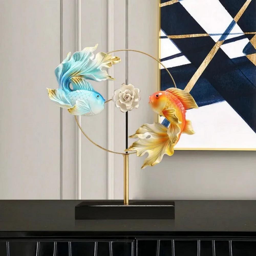 Flow of Fortune Sculpture: Flow of Fortune Sculpture Flow of Fortune Sculpture captures the graceful motion of twin fish circling a central bloom, symbolizing harmony, prosperity, and continuous flow. A striking piece that