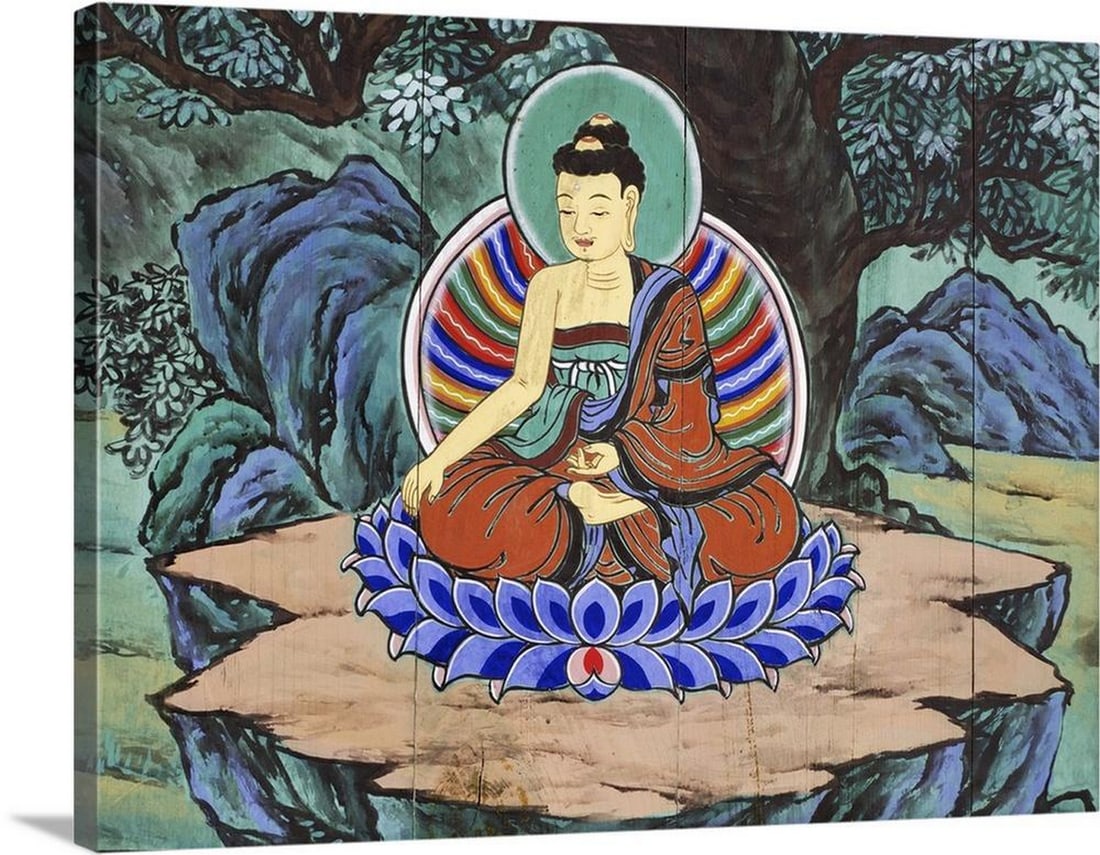Colourful Buddha Canvas Reproduction: Colourful Buddha Canvas Reproduction Size: Width: 24 inches, Height: 18 inches View photos for further details.