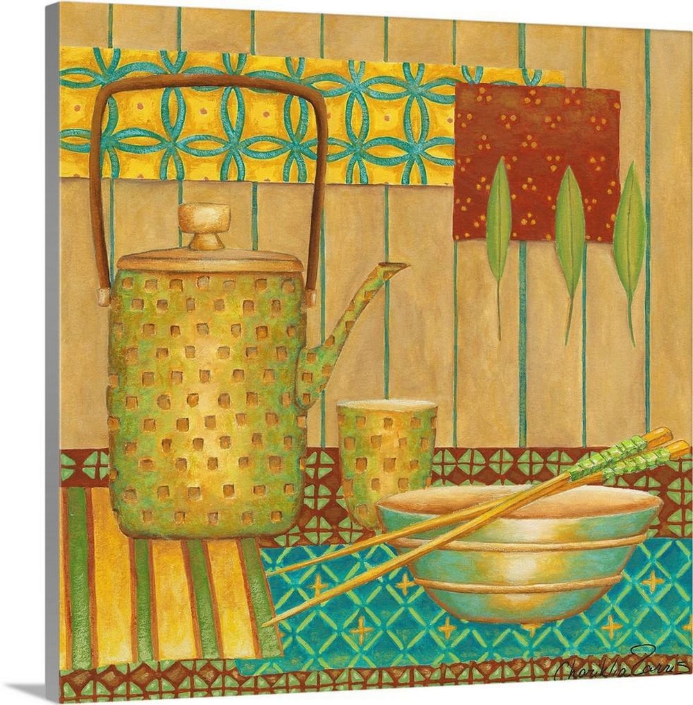 Willow Tea Pot Canvas Reproduction By Chariklia Zarris: Willow Tea Pot Canvas Reproduction By Chariklia Zarris Dimensions: 16 x 16 inches View photos for further details.