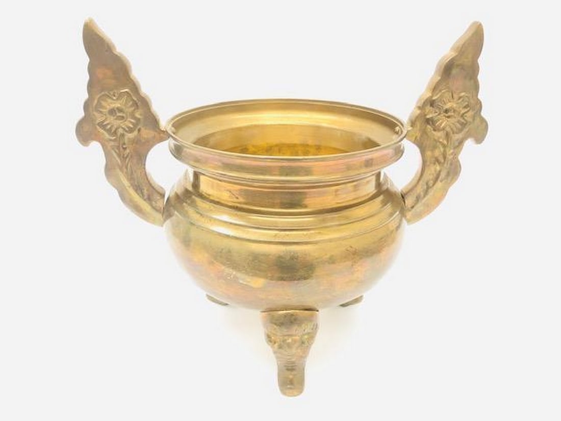 Large Two-Handled Floral Design Footed Censor (1 of 3)
