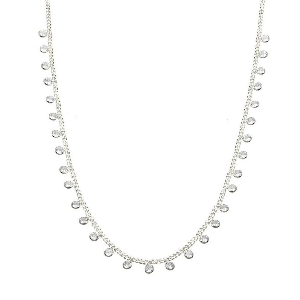 STERLING SILVER RHODIUM PLATED AUSTRIAN CRYSTAL DANGLE NECKLACE 16+2'' (1 of 1)