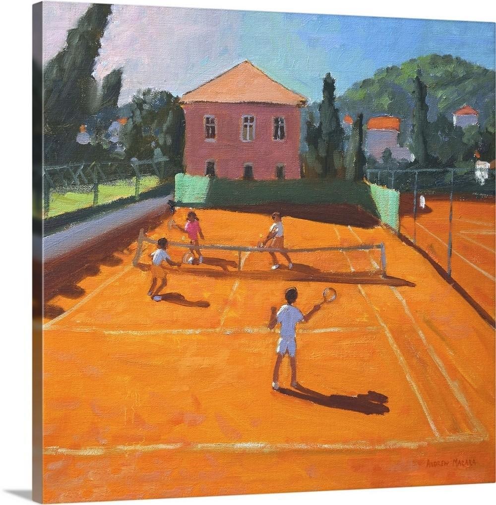 Clay Court Tennis – Canvas Reproduction by Andrew Macara: Clay Court Tennis – Canvas Reproduction by Andrew Macara Celebrate the dynamic energy of the game with Clay Court Tennis, a vibrant canvas reproduction by Andrew Macara. This artwork captures the li