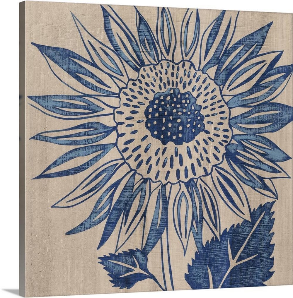 Indigo Sunflower Canvas Reproduction By Chariklia Zarris: Indigo Sunflower Canvas Reproduction By Chariklia Zarris Chariklia finds joy in the experimentation of combining her skills in various media; including photography, painting and illustration to